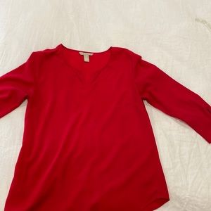 Banana Republic Red blouse with 3 quarter zipper sleeve